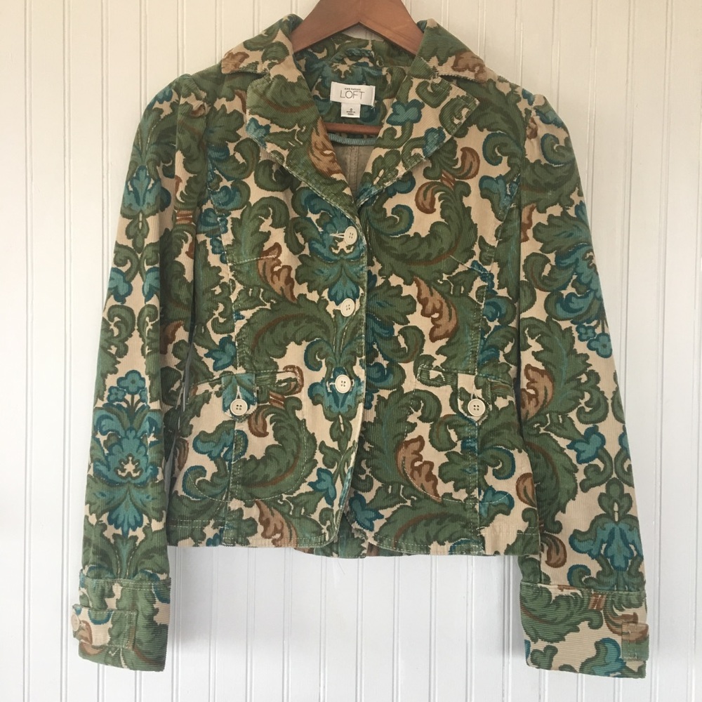 Size 0 Ann Taylor Loft Paisley Corduroy Blazer XS
